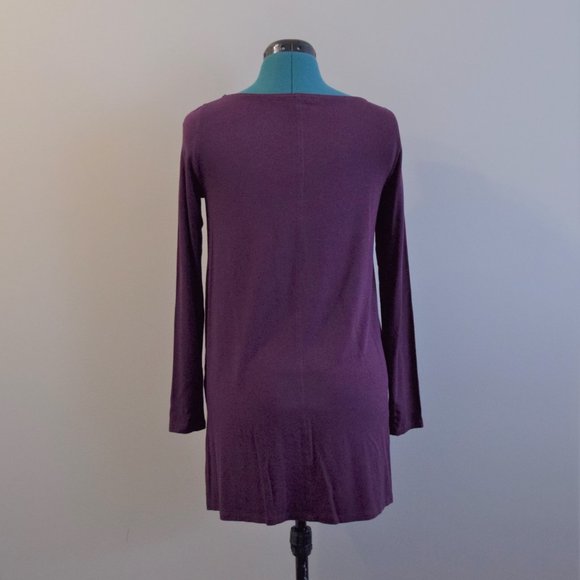 Deep Purple Burgundy Wine Long Sleeve Tunic Shirt - Picture 4 of 9